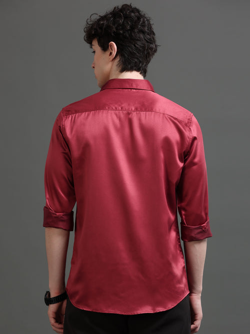 Men Spread Collar Smart Slim Fit Casual Shirt
