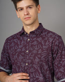 Men Classic Fit Spread Collar Abstract Printed Cotton Casual Shirt