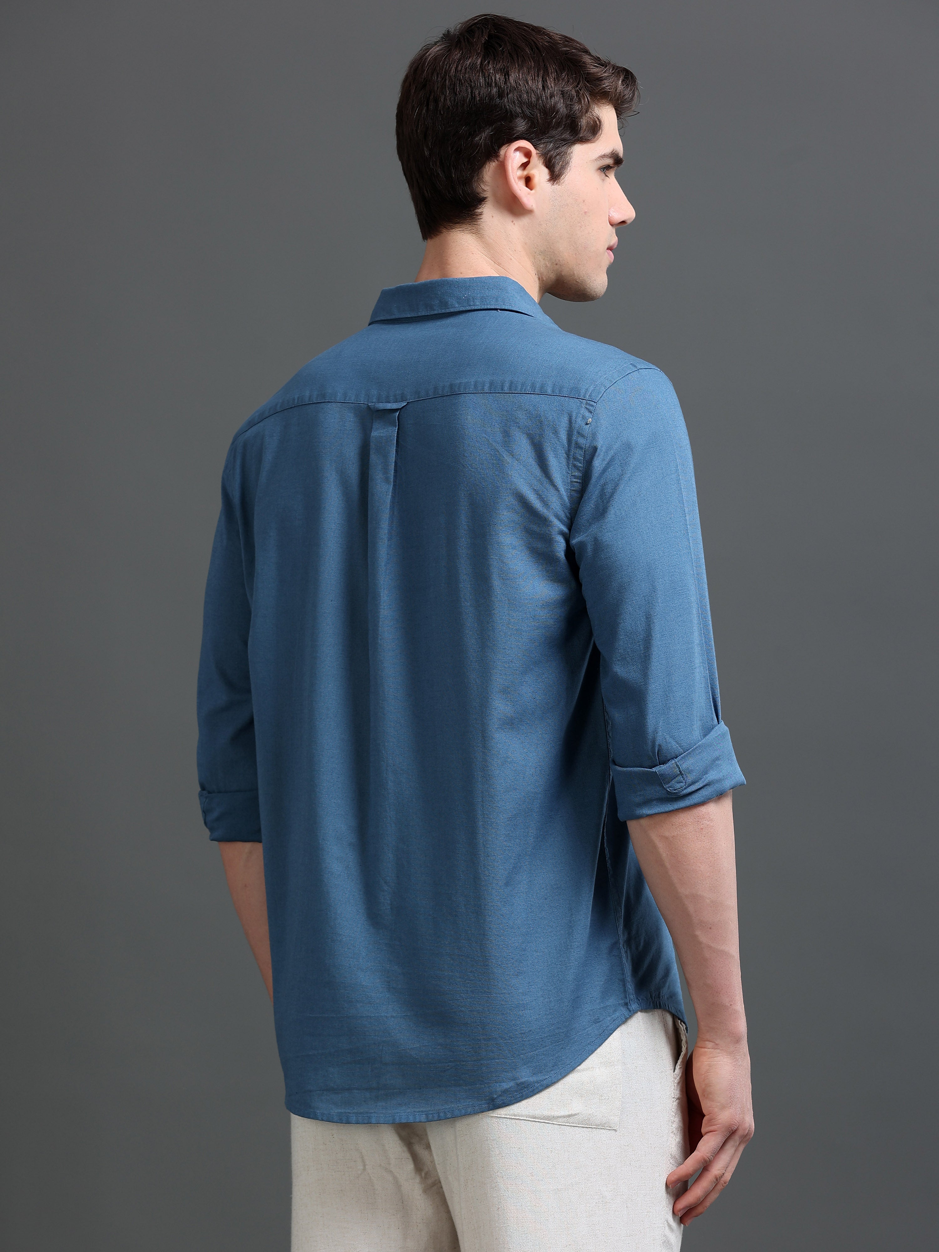 Men's  Slub Slim Fit Solid Shirt