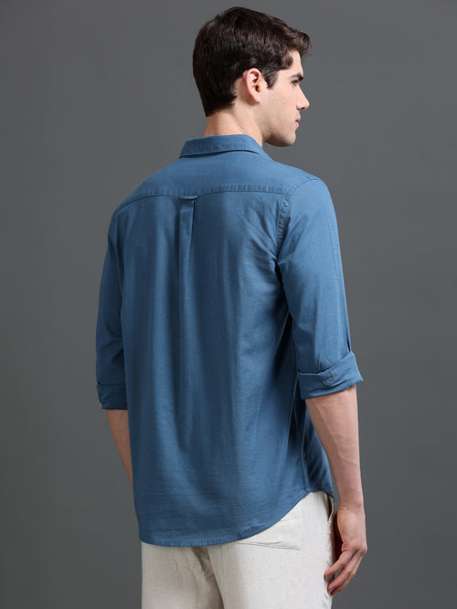 Men's  Slub Slim Fit Solid Shirt