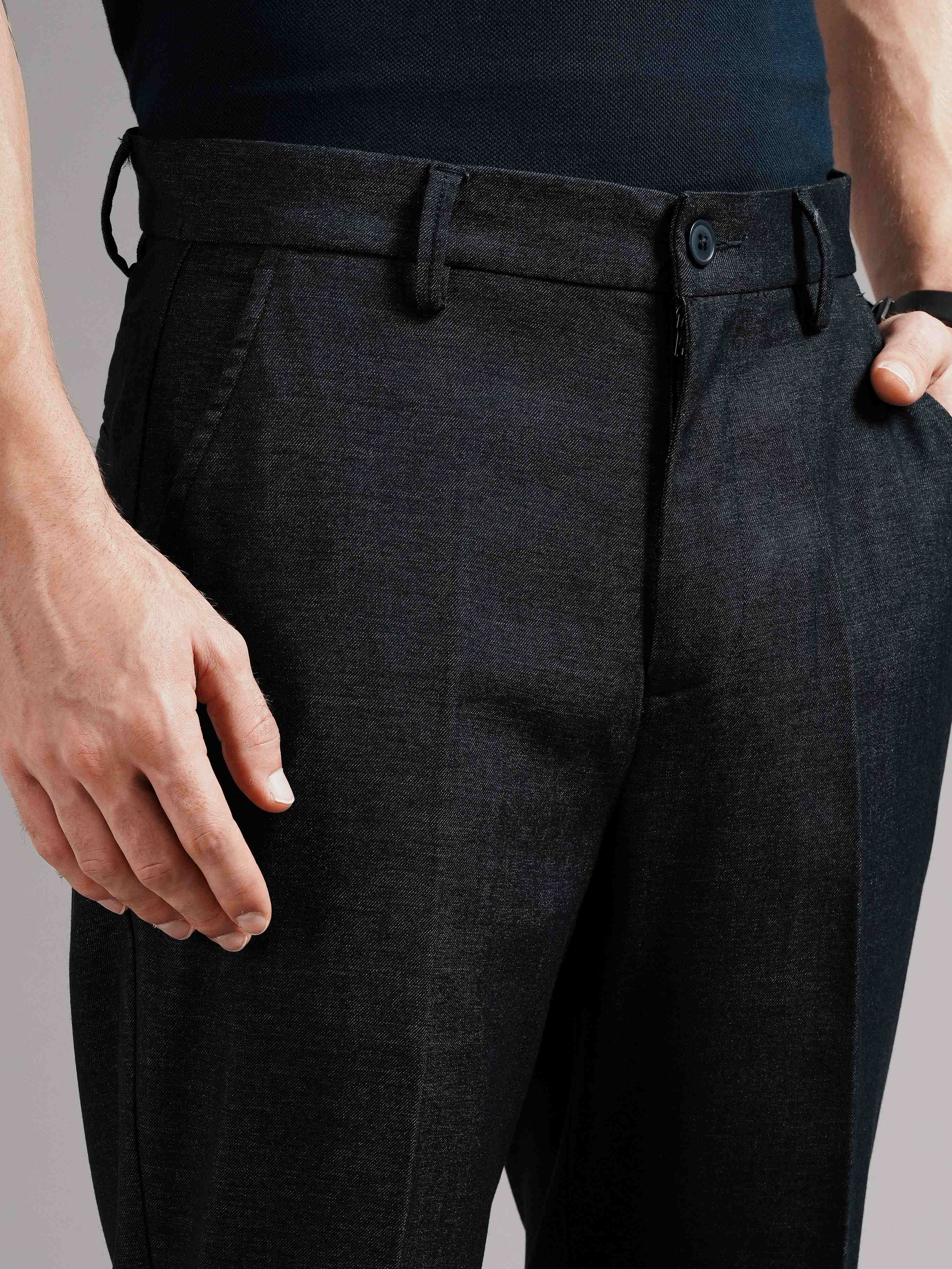 Men Tailored Straight Fit Low-Rise Trousers