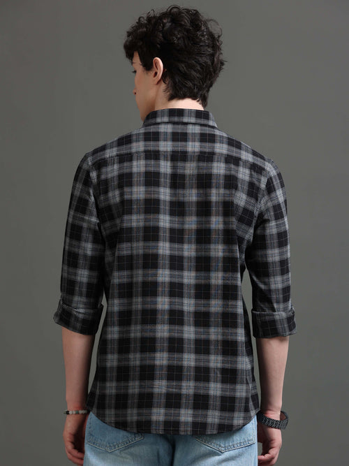 Men Smart Slim Fit Tartan Checks Checked Casual Shirt
