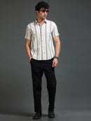 Men's Cotton Linen Dobby Stripes Shirt