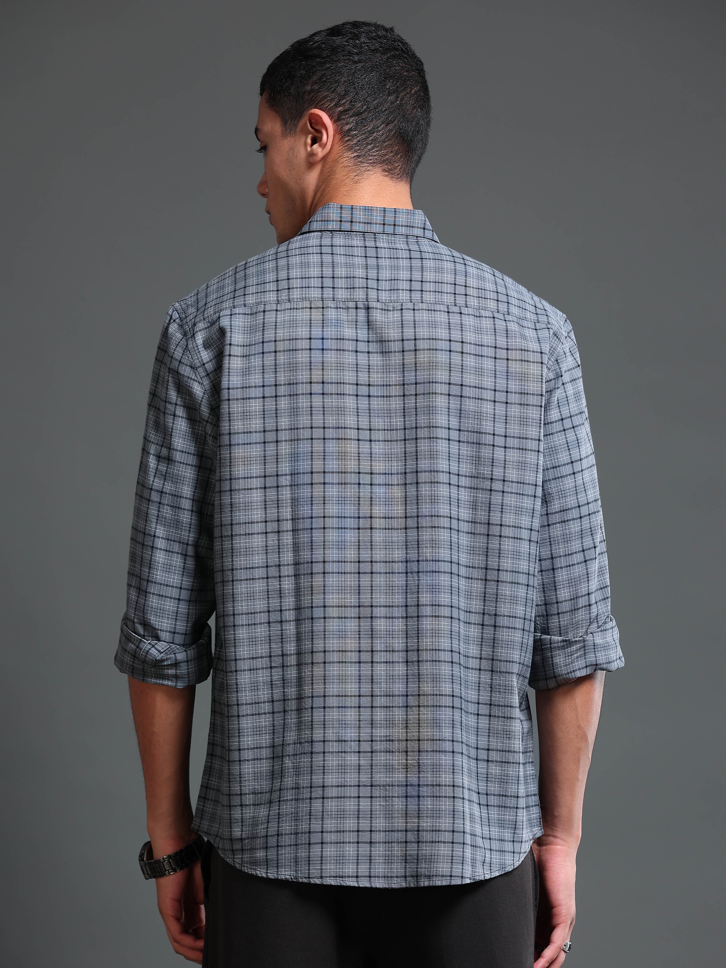 Men's Premium Oxford Grey Checks Shirt
