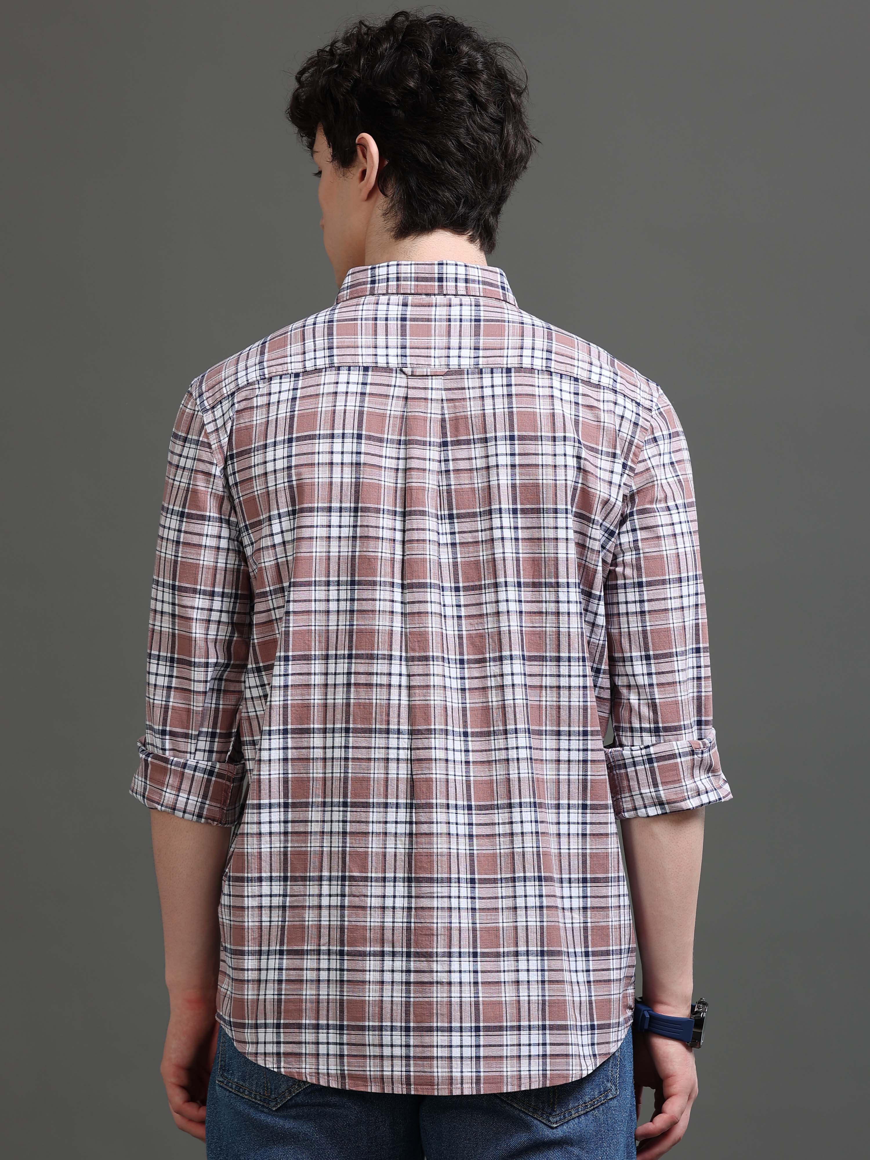 Men Smart Slim Fit Tartan Checks Checked Casual Shirt