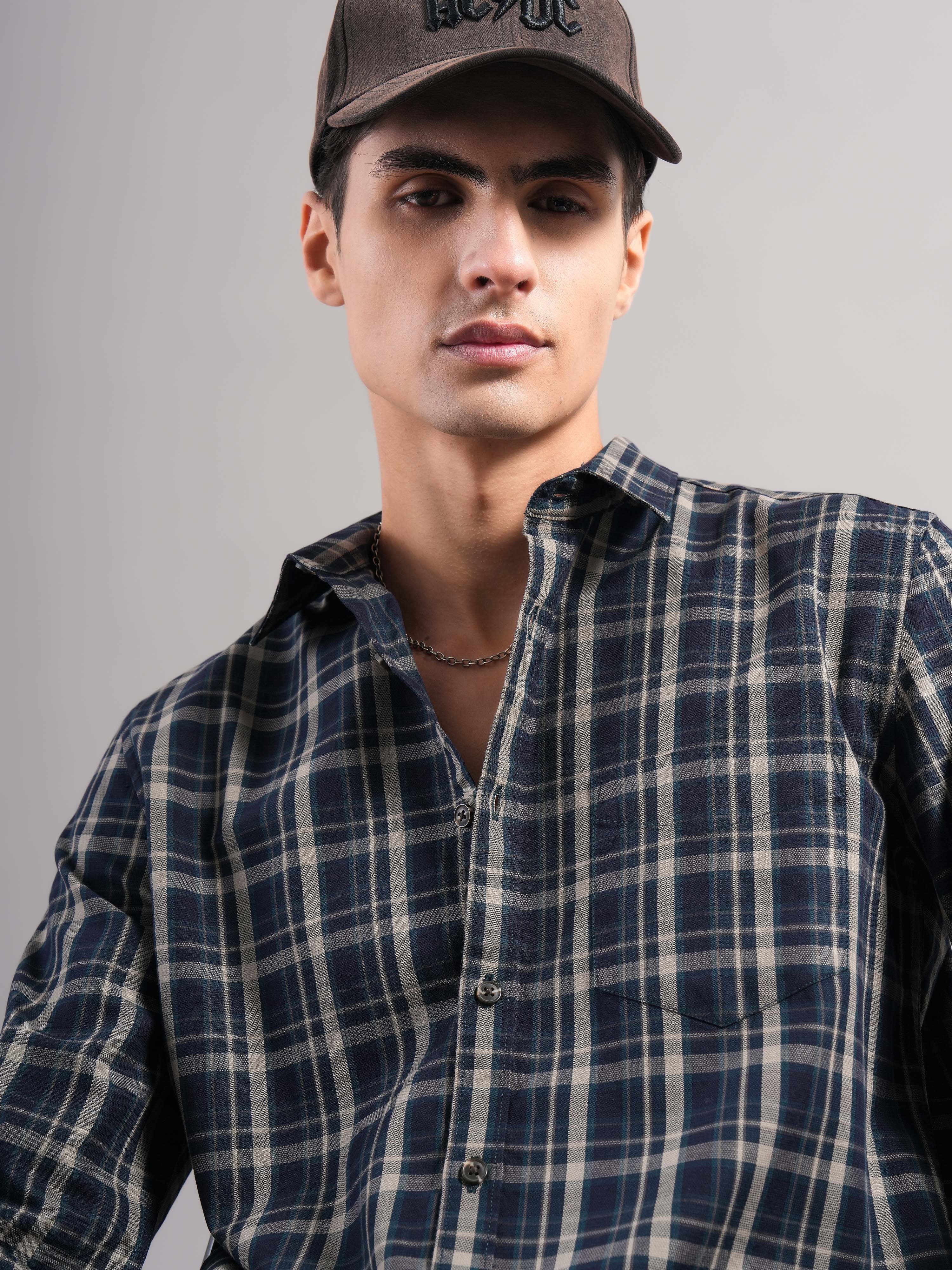 Men Smart Slim Fit Tartan Checks Checked Casual Shirt