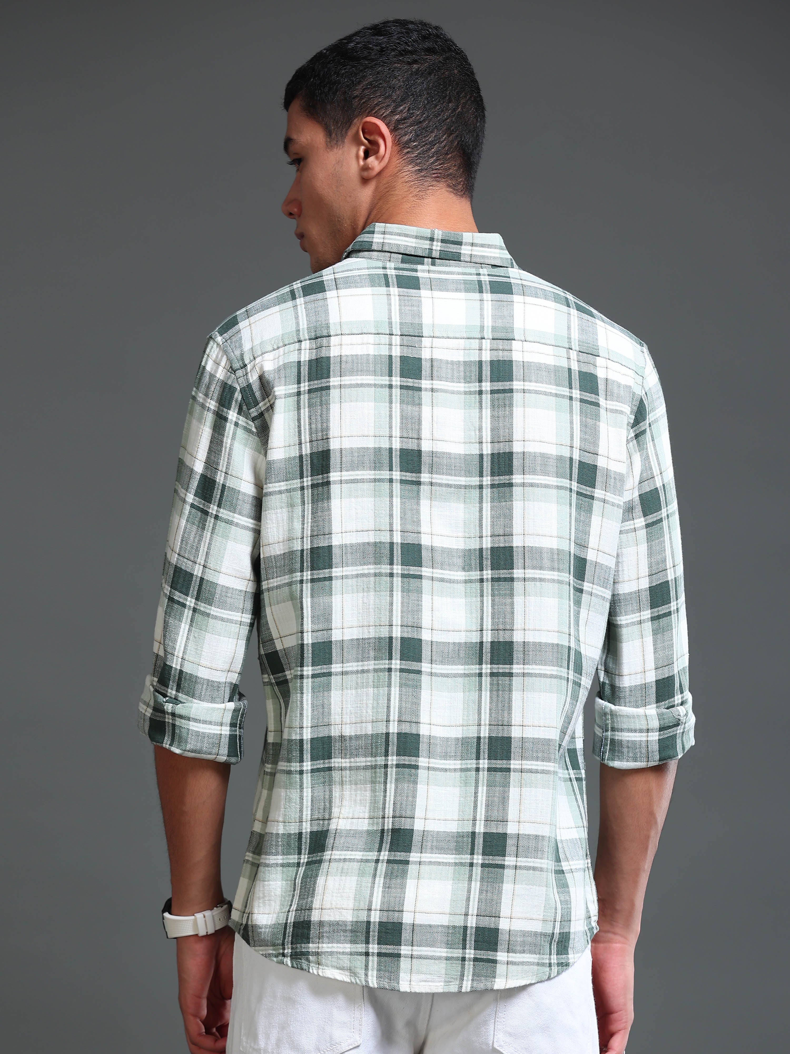 Men's Premium Oxford Checks Green Shirt