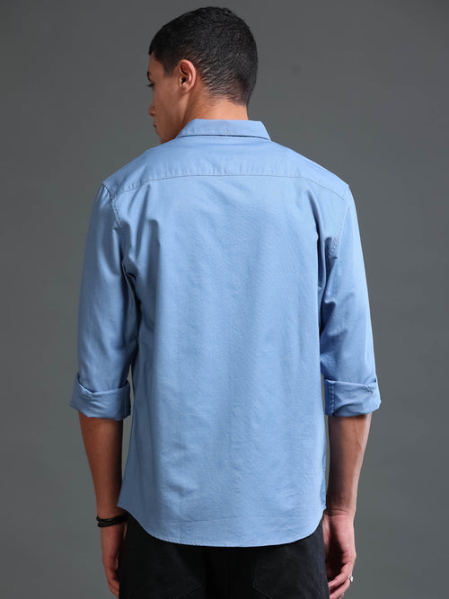 Men Premium Blue Oxford Solid