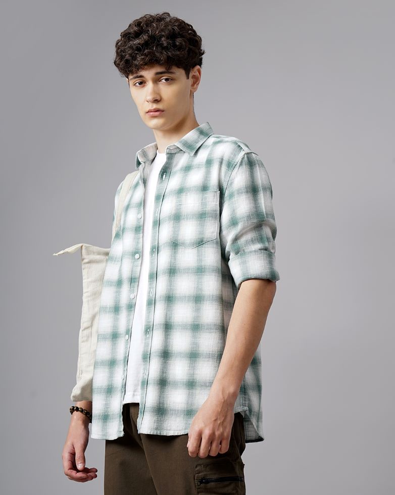Moklino  Checks Slimfit  Cotton Casual Shirt