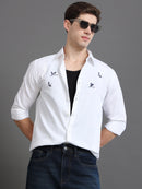Men Oxford Embroidary Slim Fit Shirt