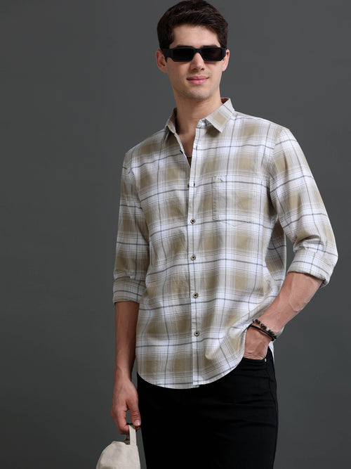 Men's Slim Fit Checked Cotton Shirt