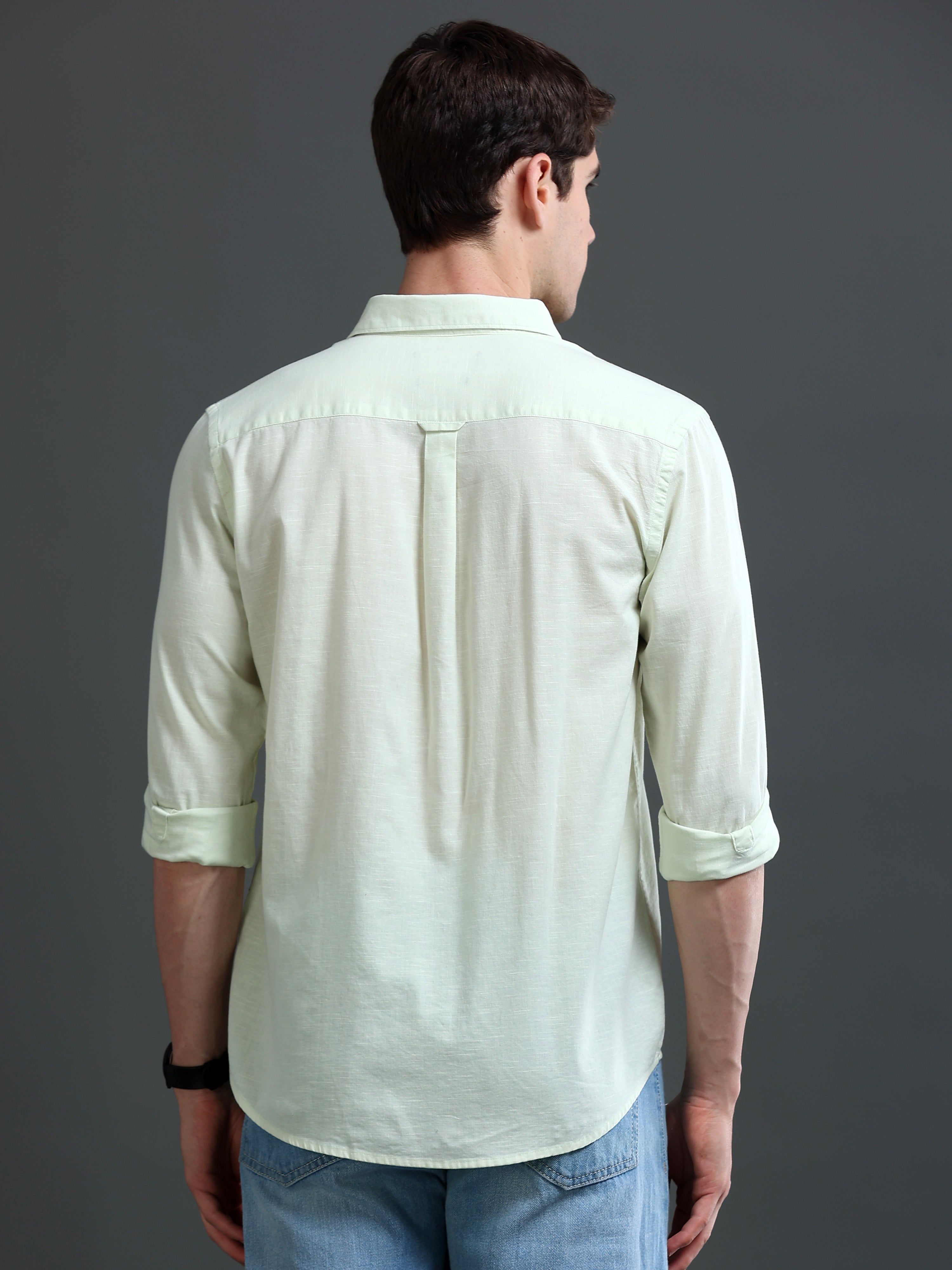 Men's Slub Slim Fit Solid Shirt