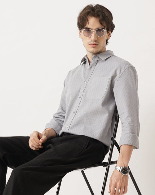 MEN'S SELF DESIGN REGULAR FIT SHIRT