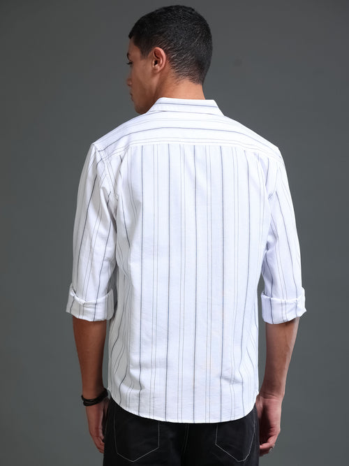 Men's Melange Twill White Checks Shirts