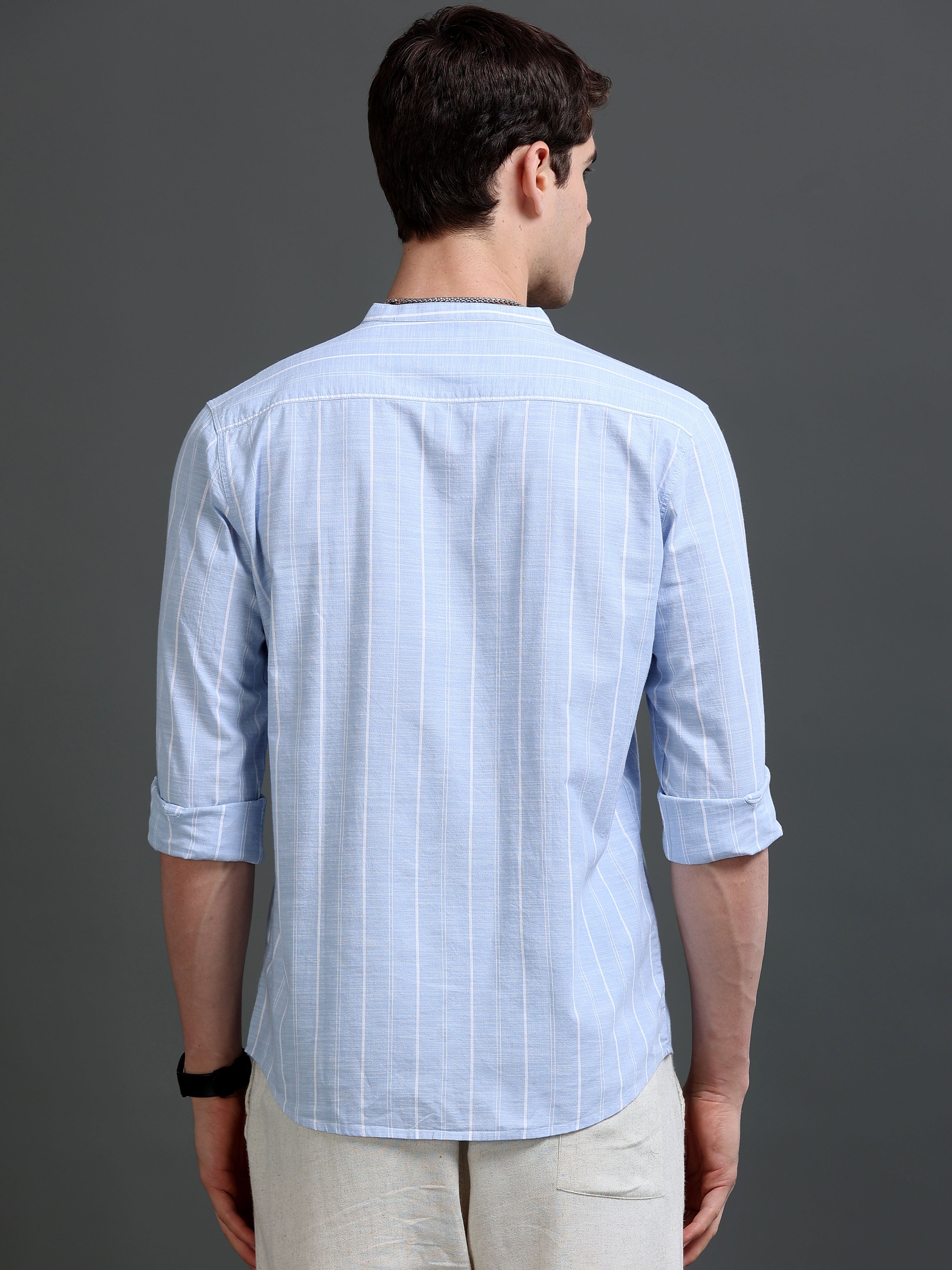 Men's Slim Fit Stripes Cotton Shirt