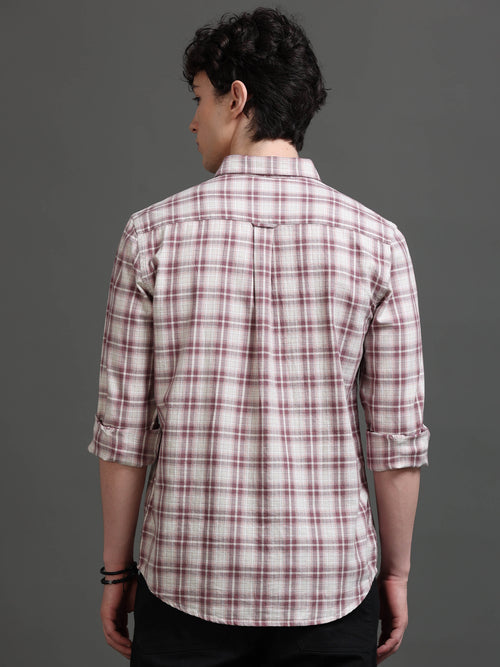 Men Smart Slim Fit Checked Casual Shirt