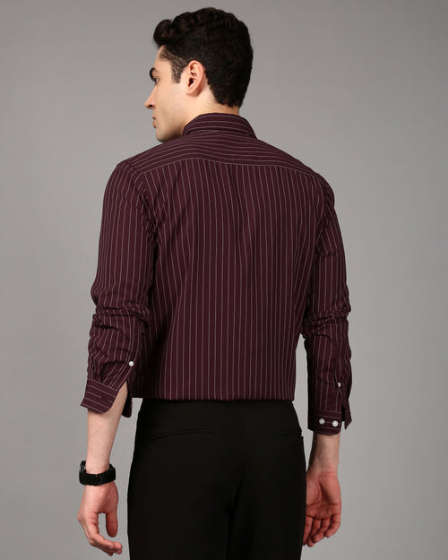Comfort Slim Fit Vertical Striped Button-Down Collar Casual Shirt