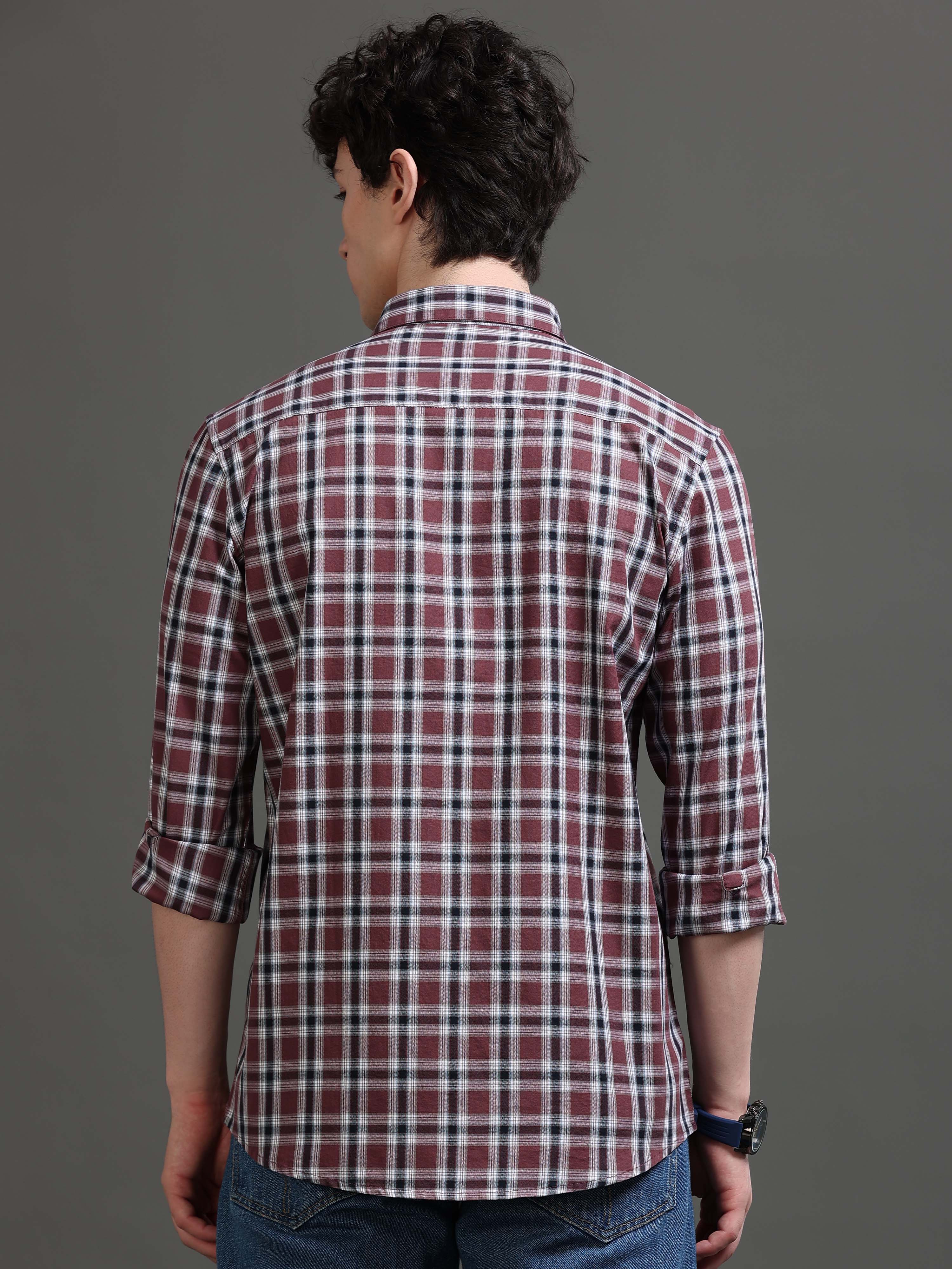 Men Smart Slim Fit Tartan Checks Checked Shirt