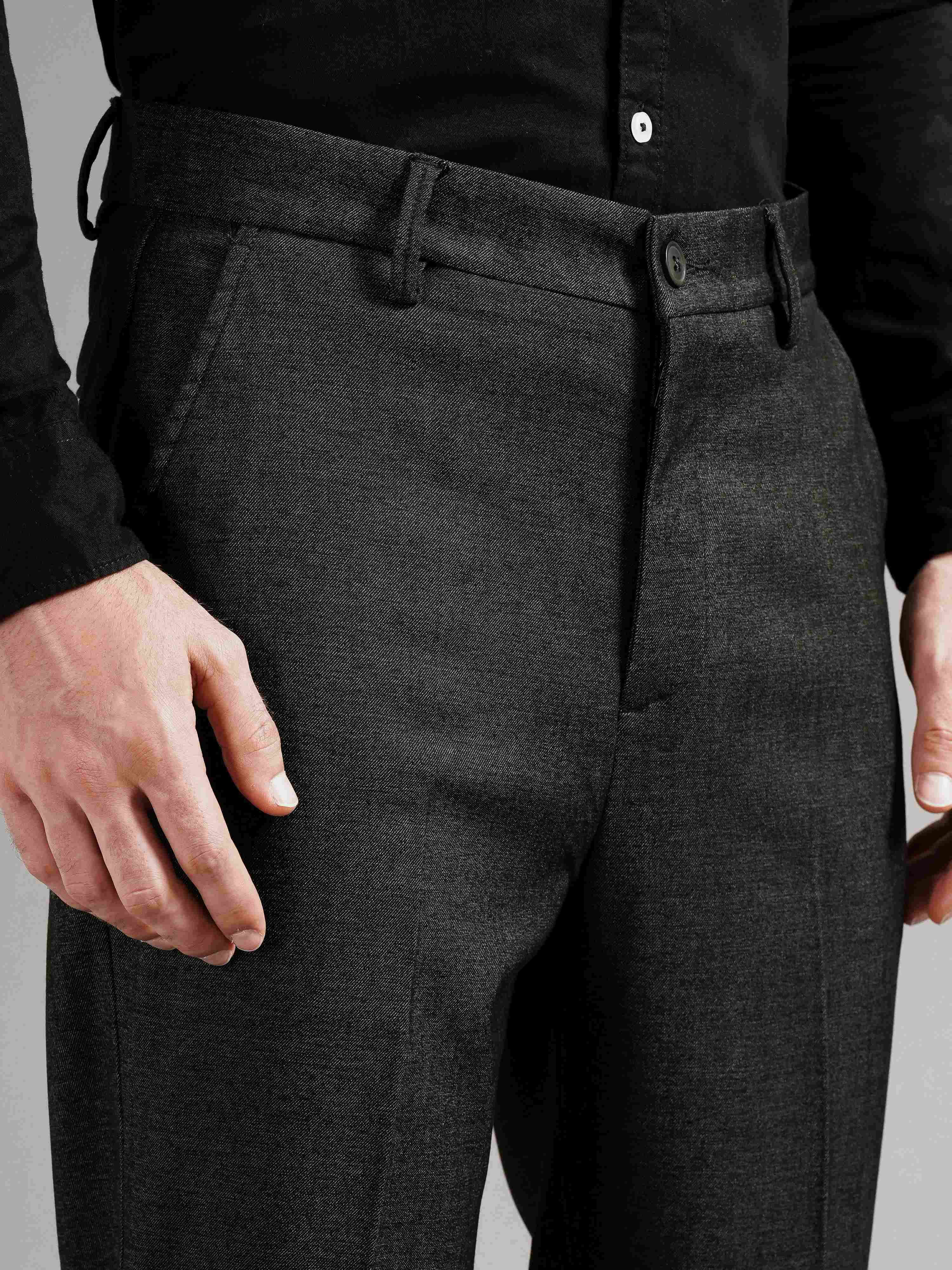 Men Tailored Straight Fit Low-Rise Trousers