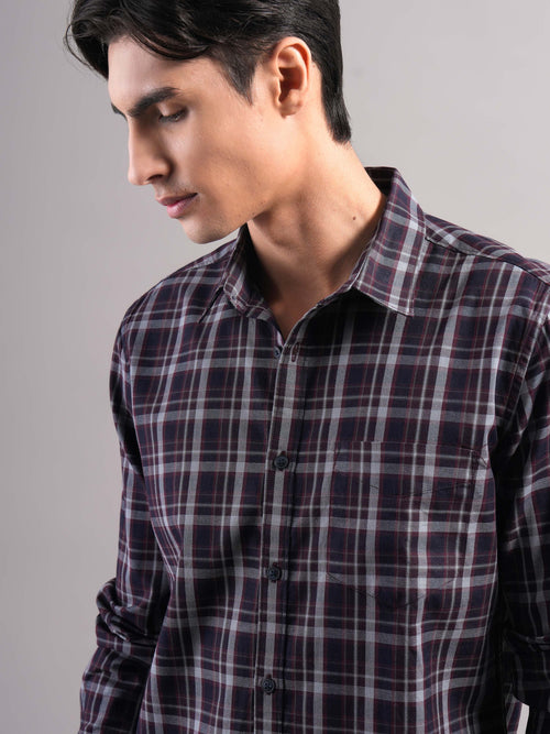 Men Smart Slim Fit Tartan Checks Checked Casual Shirt