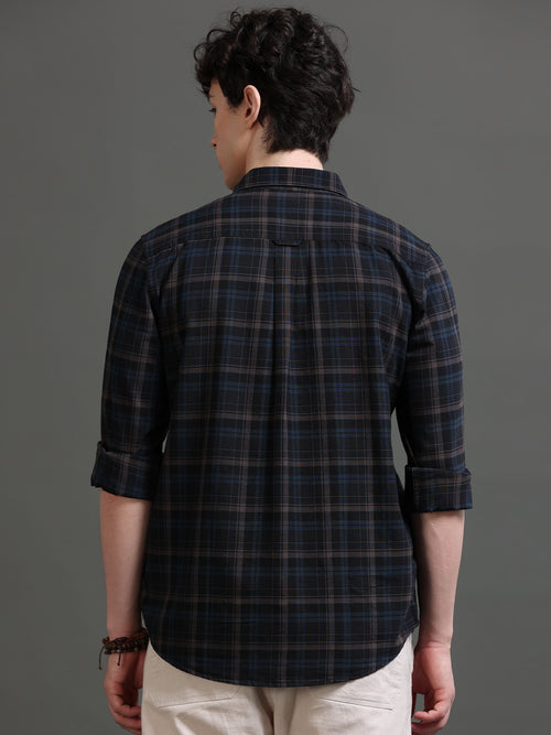 Men Smart Slim Fit Tartan Checks Checked Casual Shirt