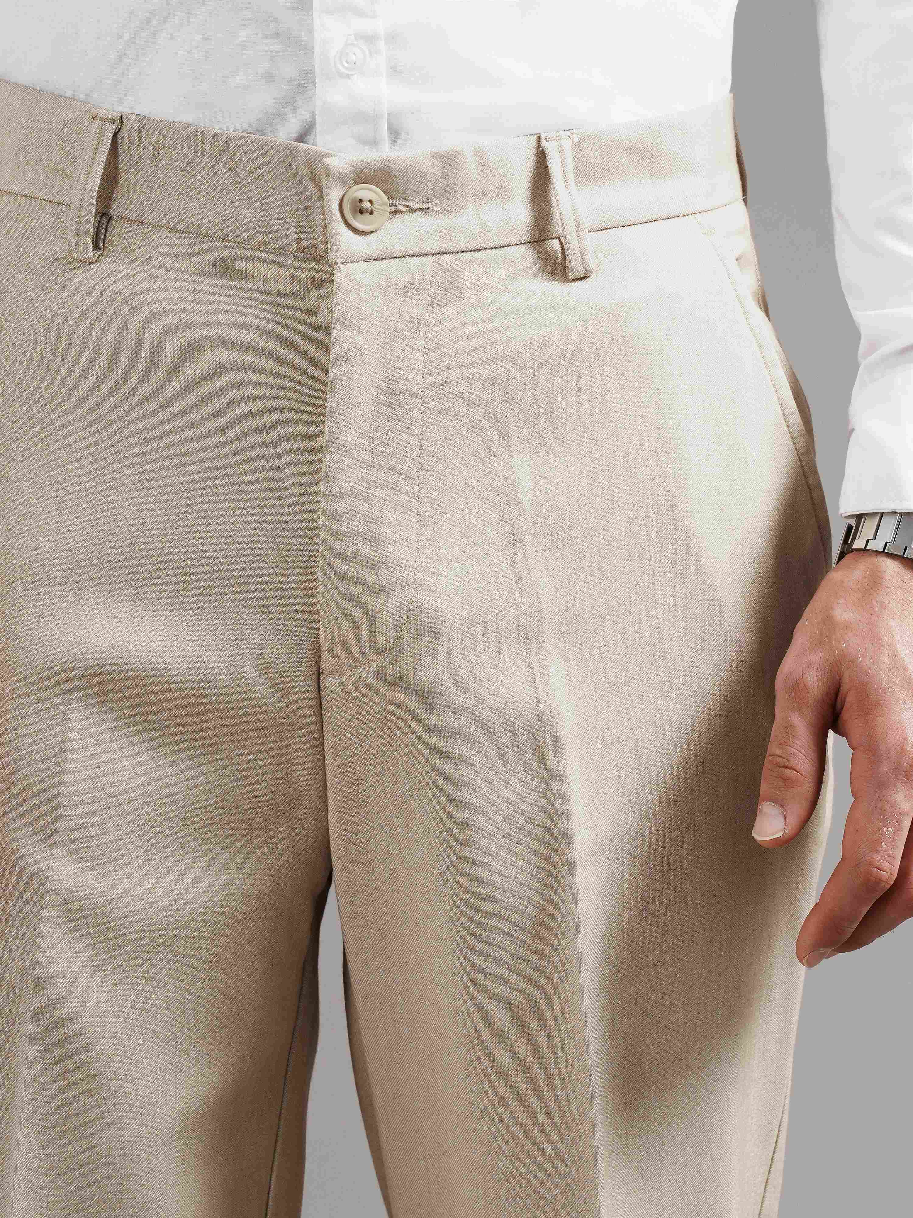 Men Tailored Straight Fit Low-Rise Trousers