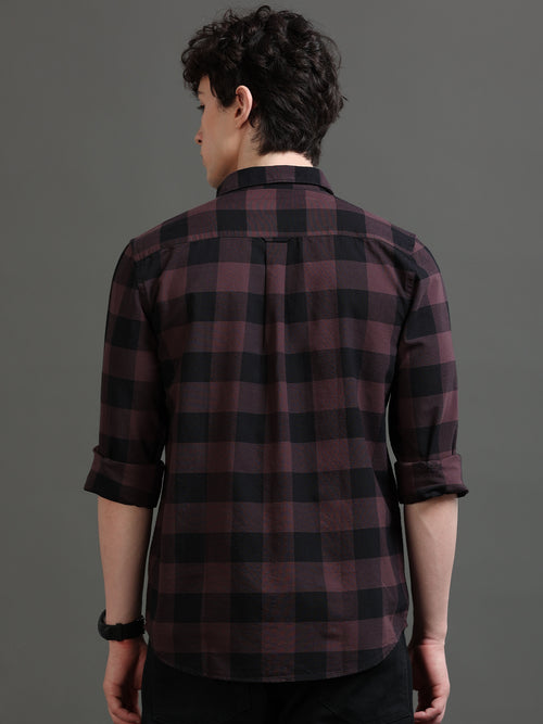 Men Smart Slim Fit Buffalo Checks Checked Casual Shirt