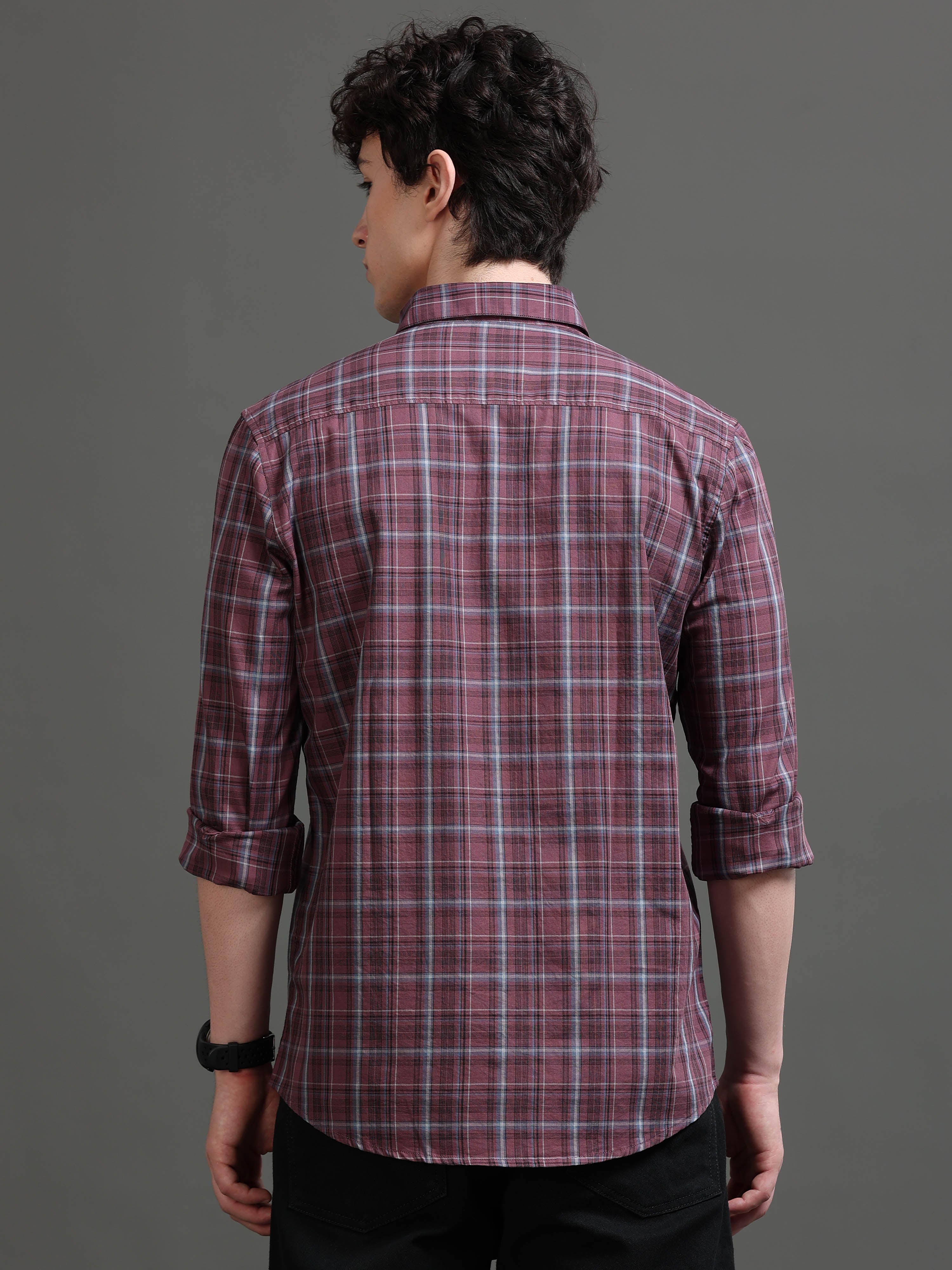 Men Smart Slim Fit Tartan Checks Checked Casual Shirt