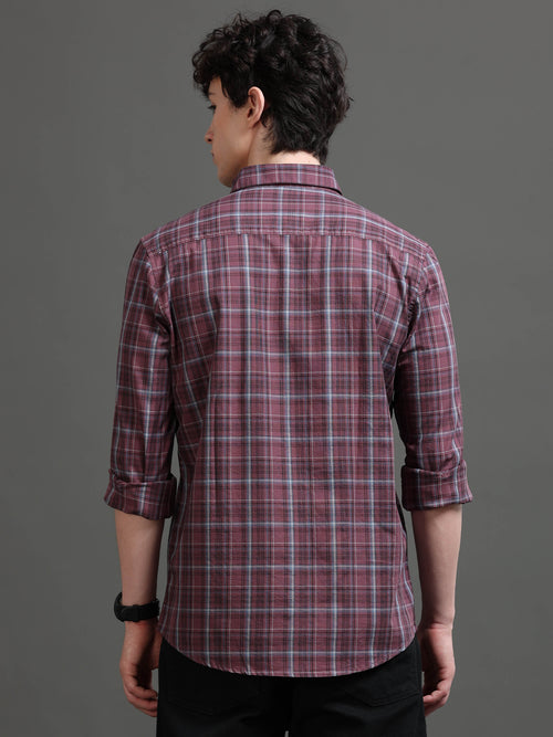 Men Smart Slim Fit Tartan Checks Checked Casual Shirt