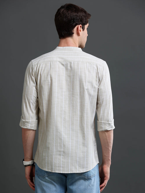 Men's Slim Fit Stripes Cotton Shirt