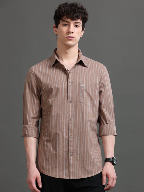 Men Smart Slim Fit Striped Casual Shirt
