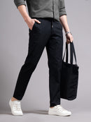 Men Smart Slim Fit Low-Rise Chinos Trousers