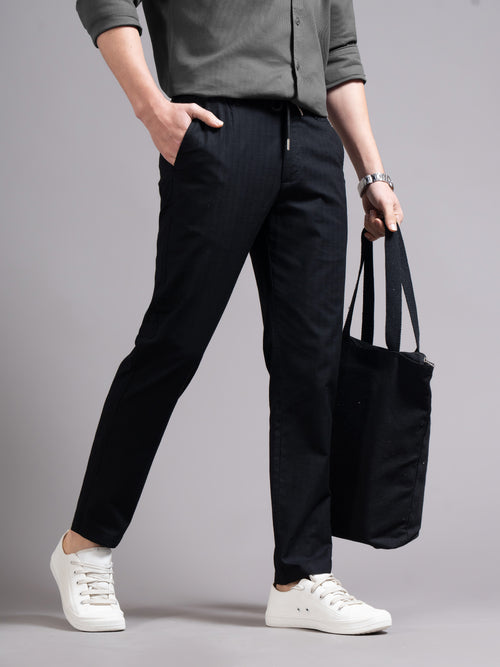 Men Smart Slim Fit Low-Rise Chinos Trousers
