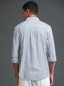 Men Stripes Green Shirts