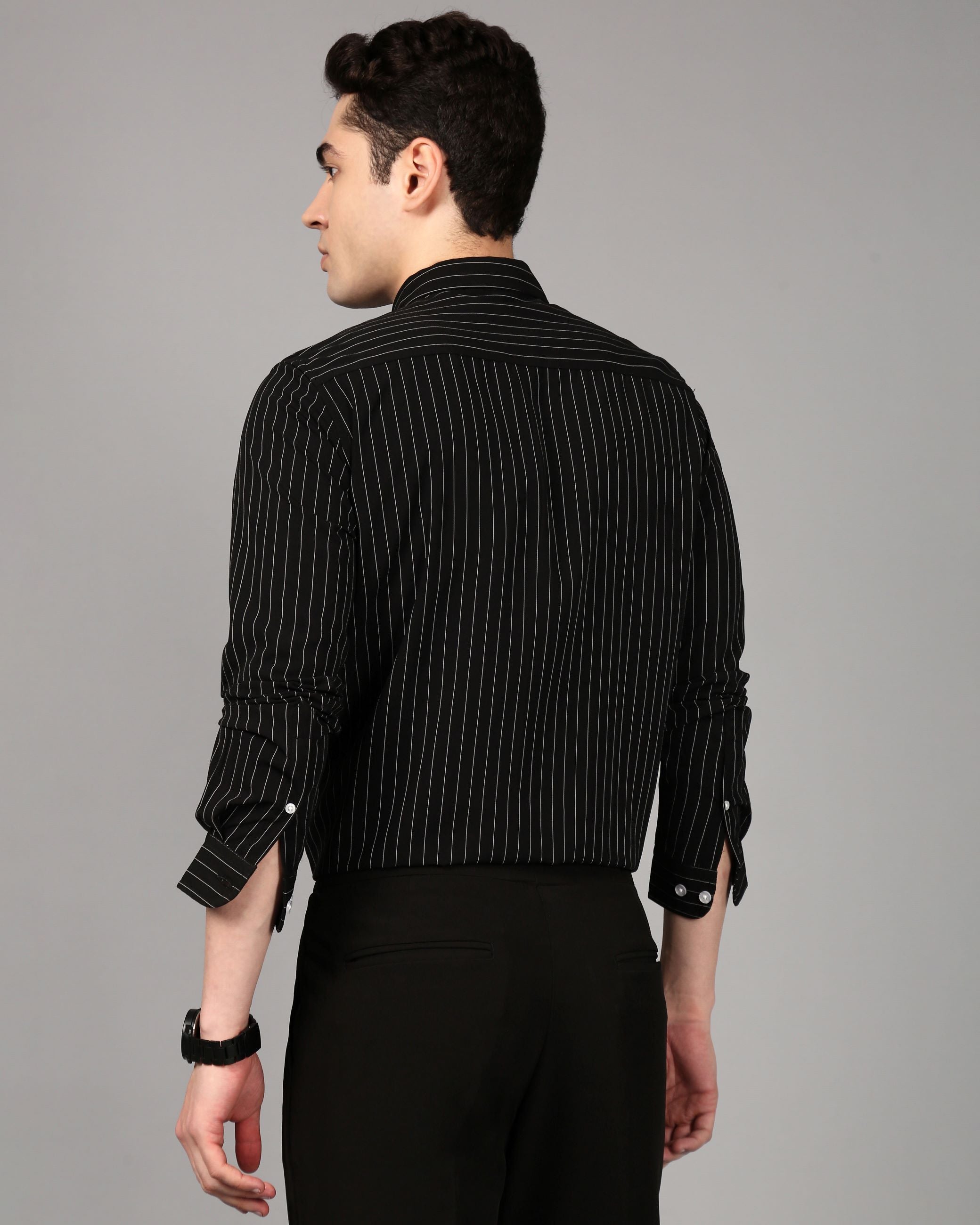 Comfort Slim Fit Vertical Striped Button-Down Collar Casual Shirt