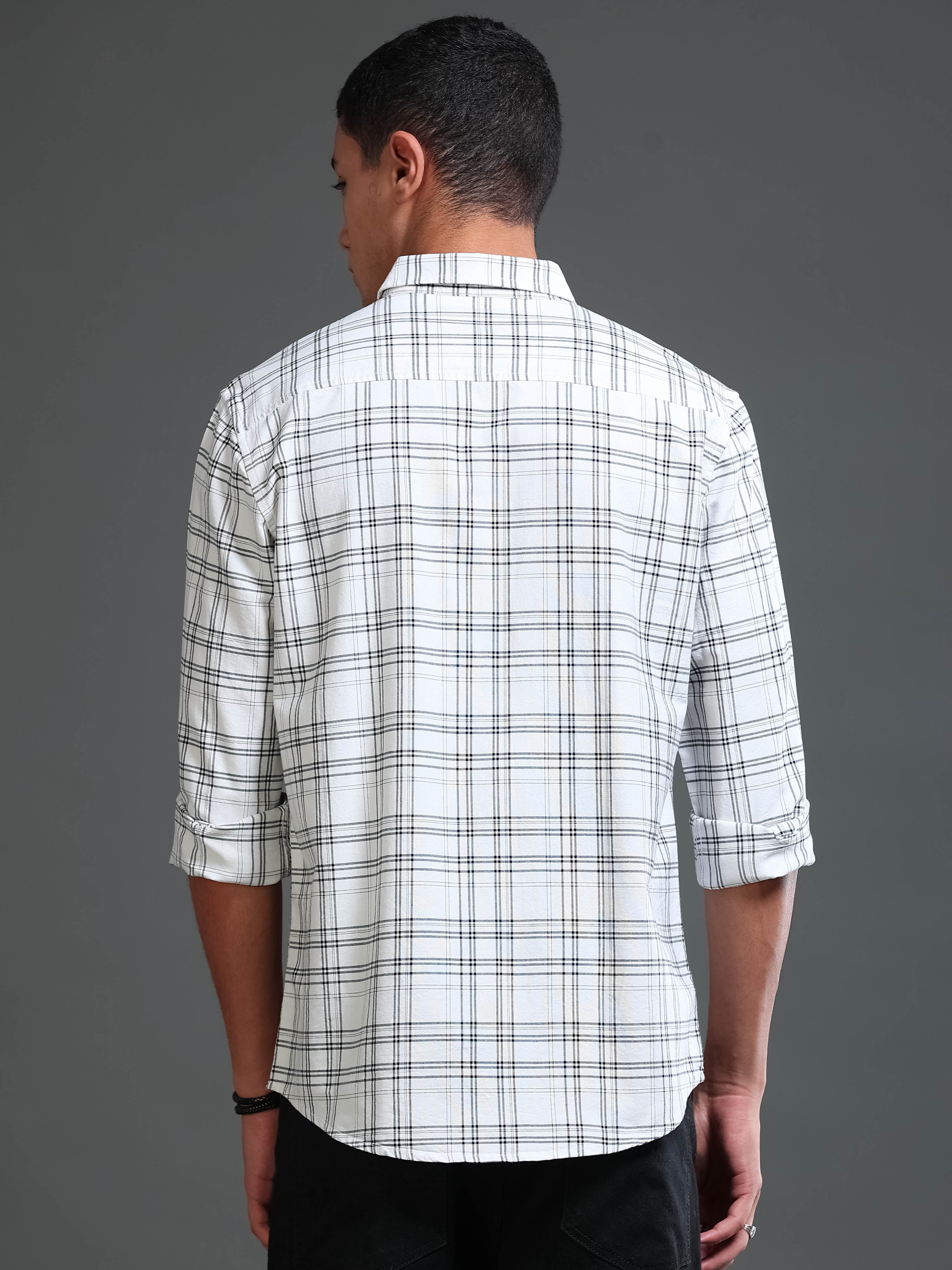 Men's Premium Oxford White Checks Shirt