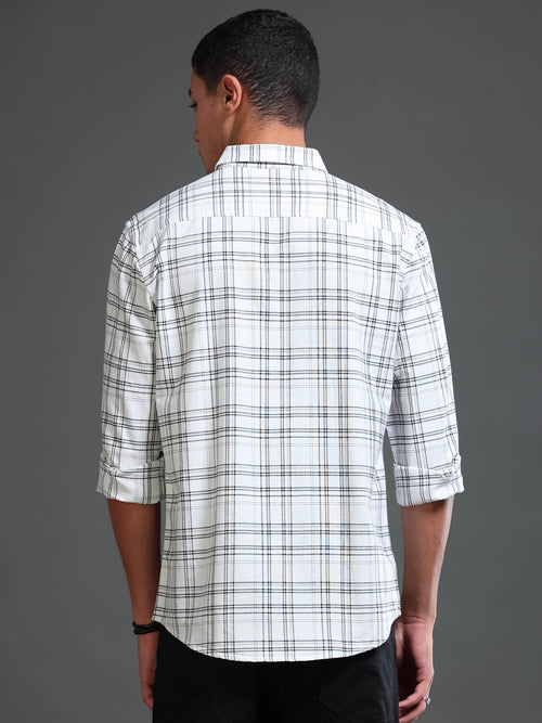 Men's Premium Oxford White Checks Shirt