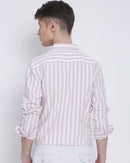 Men Smart Fit Vertical Striped Button-Down Collar Cotton Casual Shirt