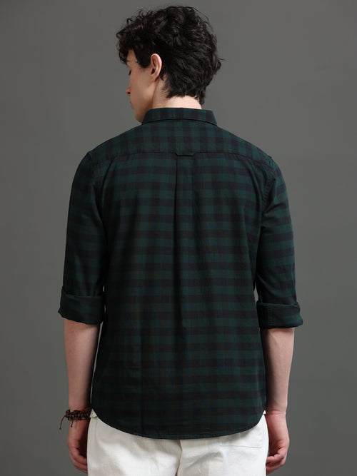 Men Smart Slim Fit Buffalo Checks Checked Casual Shirt