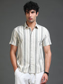 Men's Cotton Linen Dobby Stripes Shirt