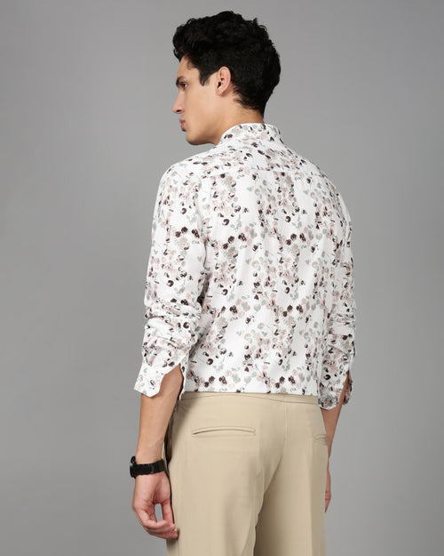 Men Smart Slim Fit Floral Printed Cotton Casual Shirt