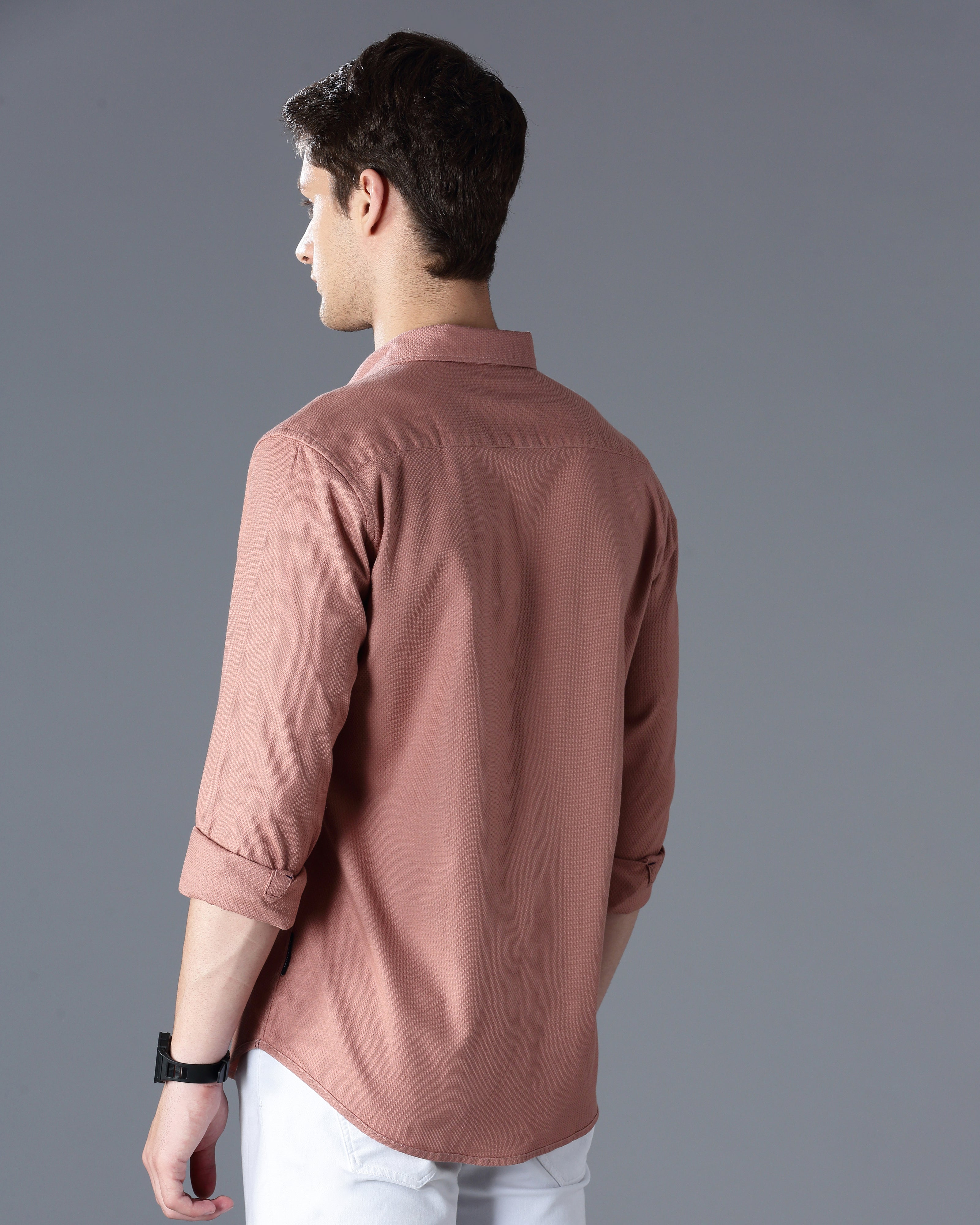 mauve Self Design Dobby Shirt