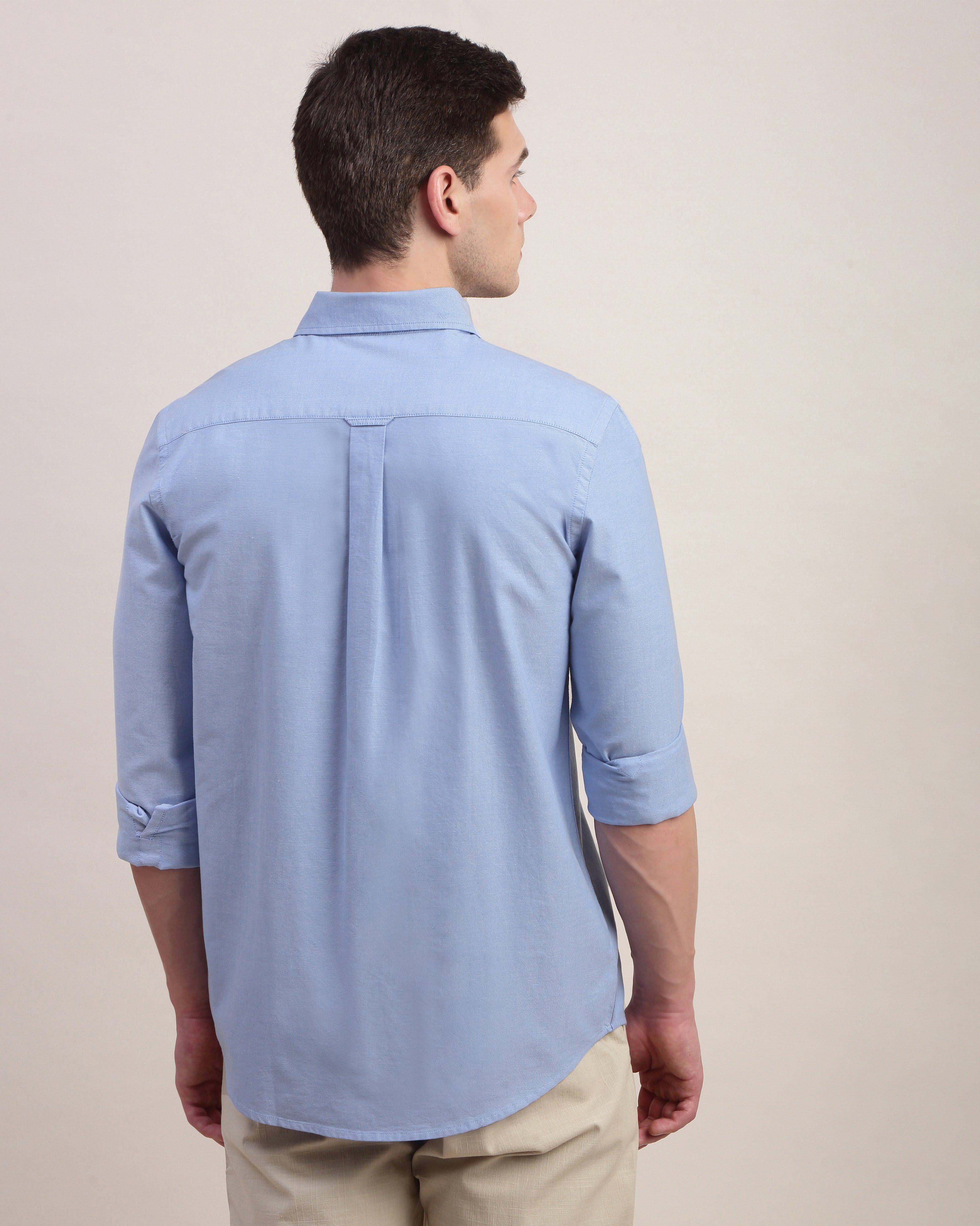 Men Slim Fit Oxford Cotton Casual Shirt