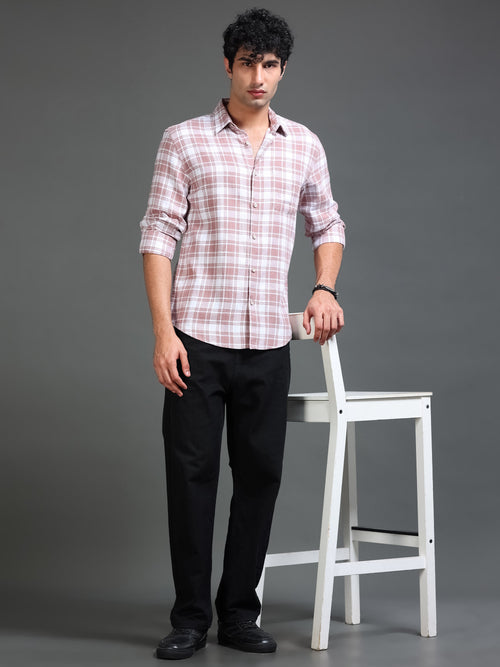Men's Slub Herringbone Checks Shirt