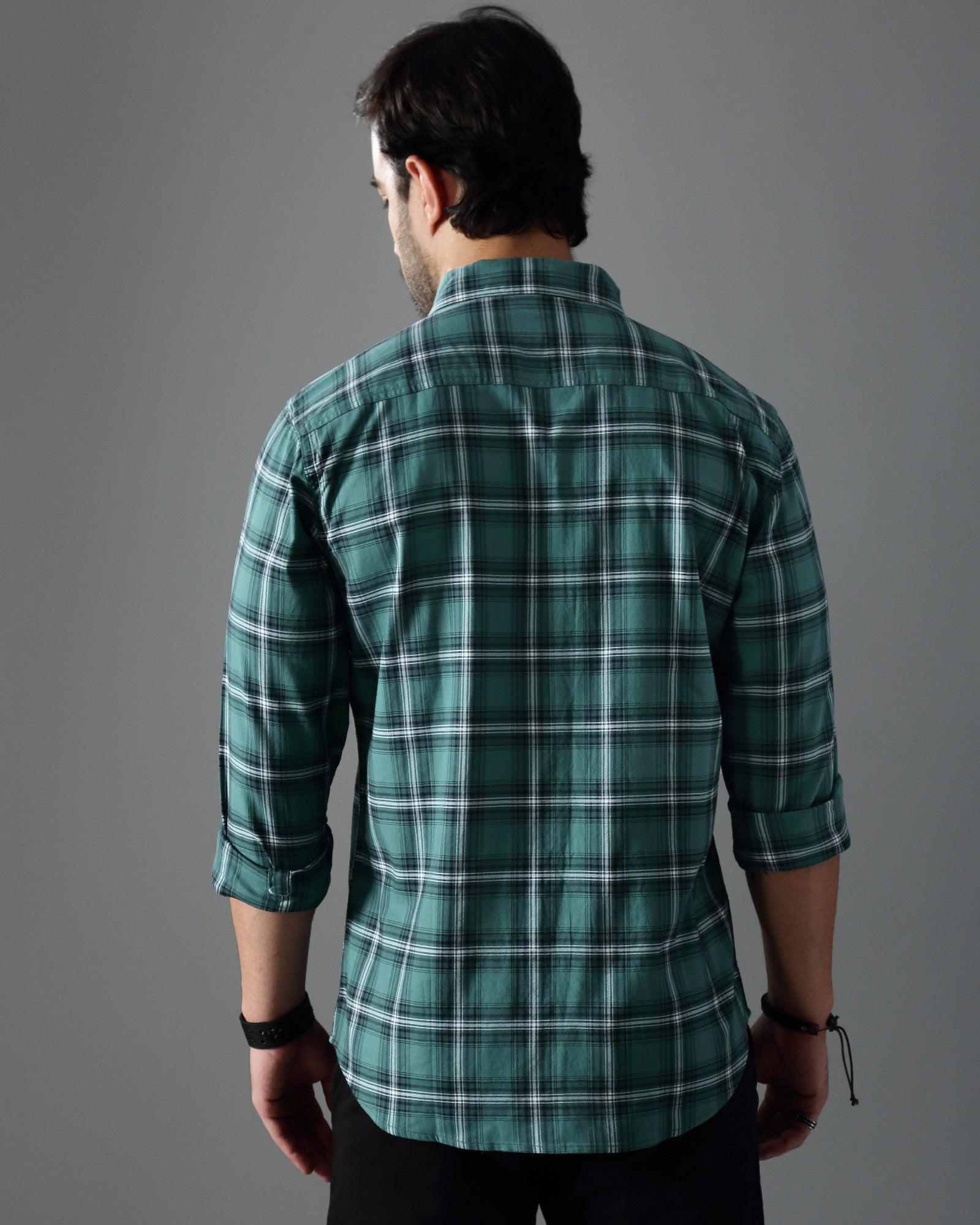 Green Slim fit Checks Casual Shirt