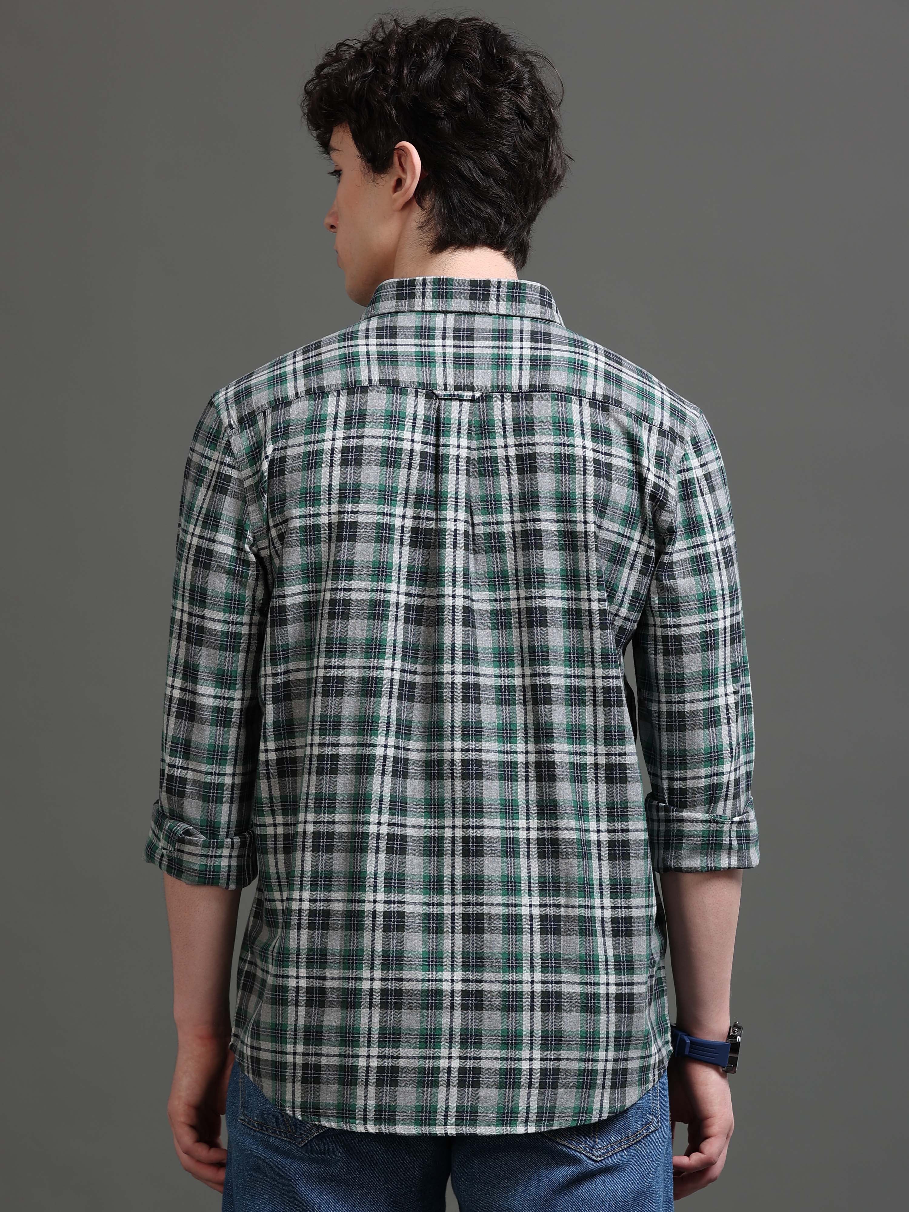 Men Smart Slim Fit Tartan Checks Checked Casual Shirt