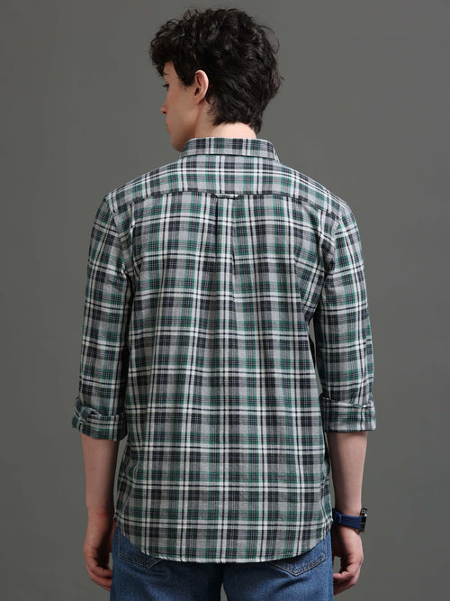 Men Smart Slim Fit Tartan Checks Checked Casual Shirt