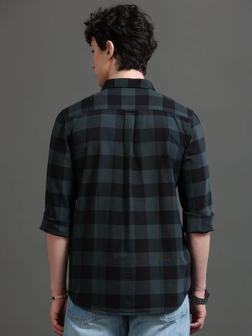 Men Smart Slim Fit Buffalo Checks Checked Casual Shirt