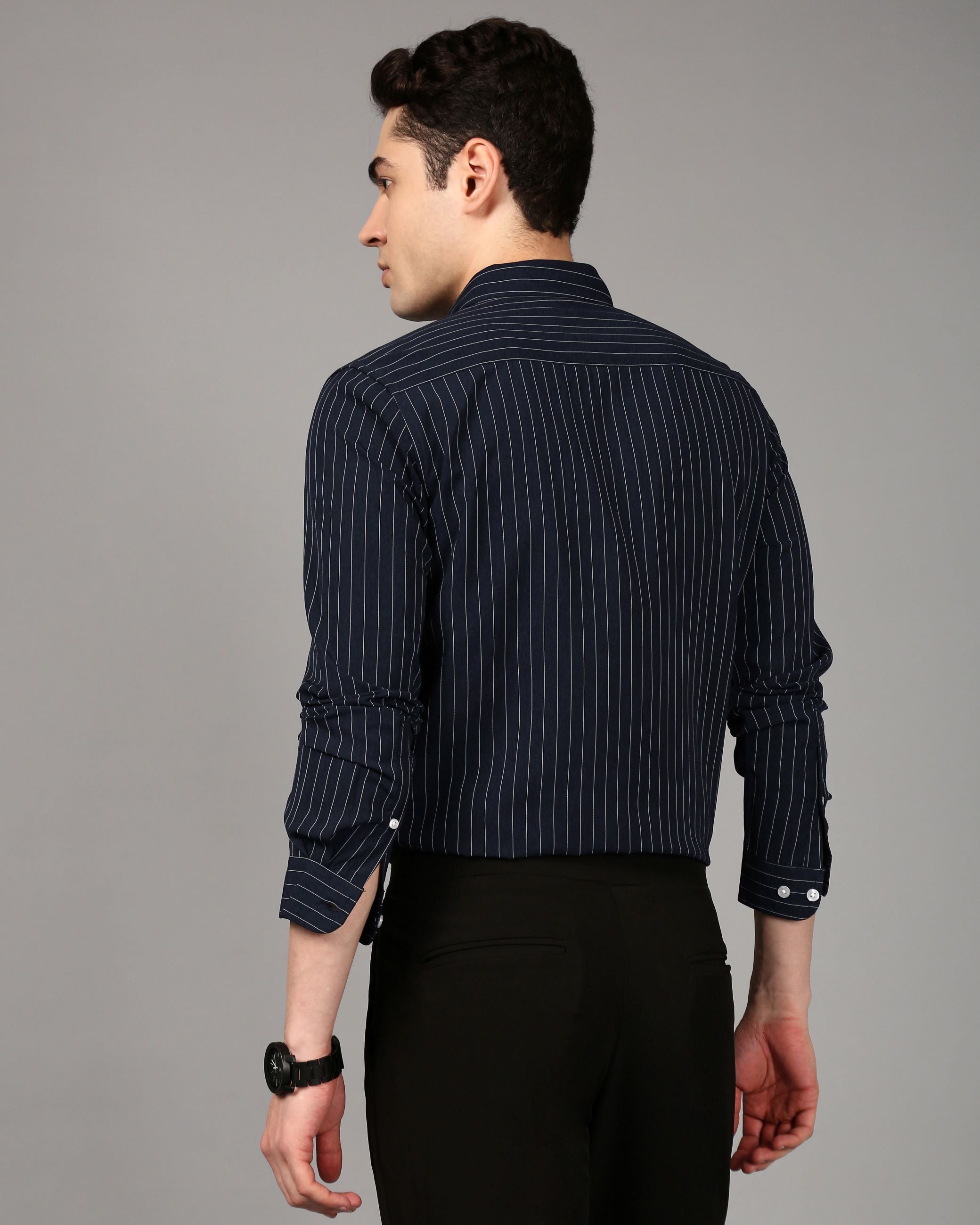 Comfort Slim Fit Vertical Striped Button-Down Collar Casual Shirt