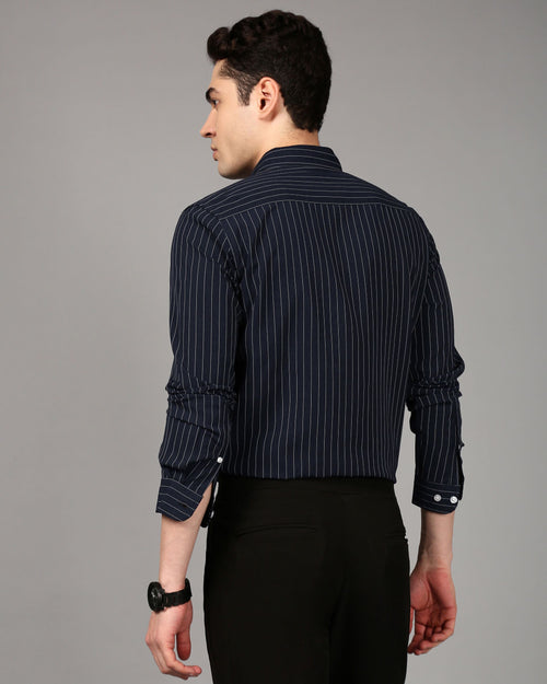 Comfort Slim Fit Vertical Striped Button-Down Collar Casual Shirt